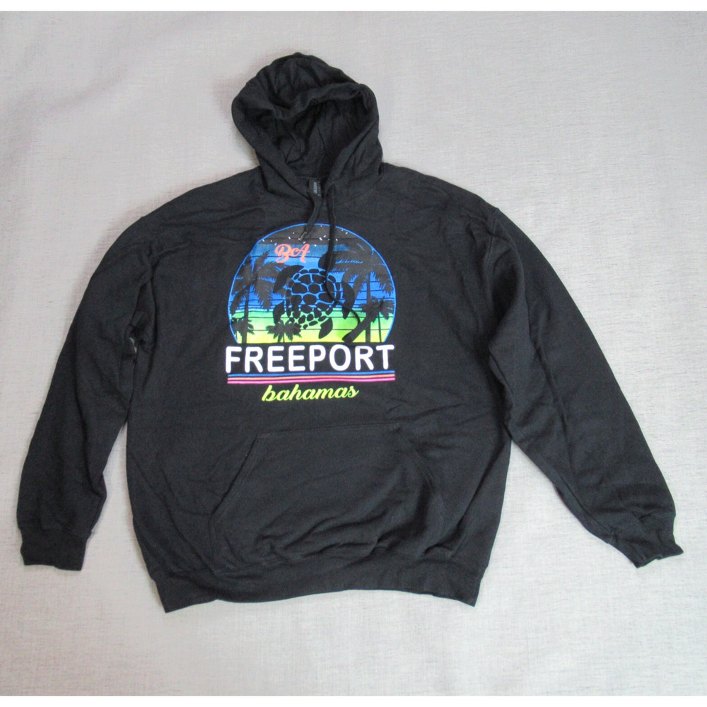 Freeport Bahamas Hoodie Mens Large Black Fleece Sweatshirt Cozy Beach Vacation